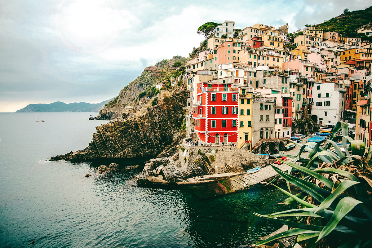 Assorted Color Buildings and Sea in Riomaggiore